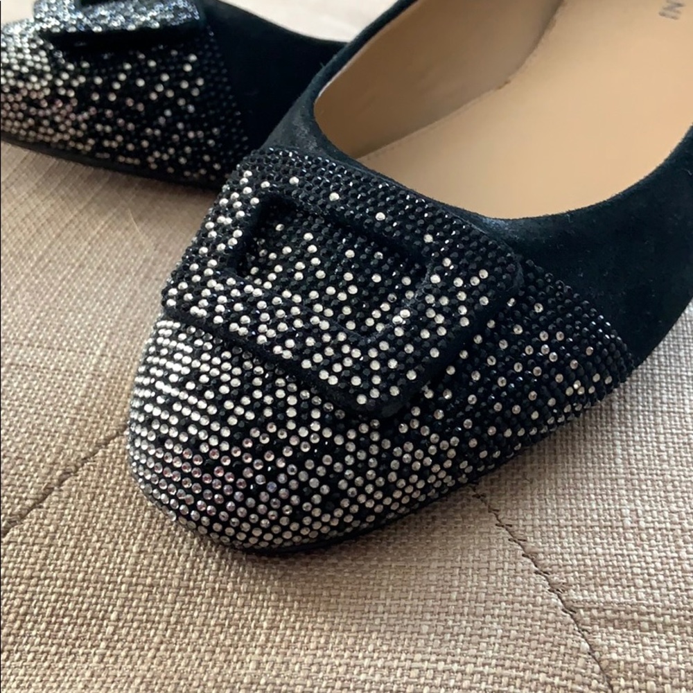 Antonio Melani Black and white jeweled flats